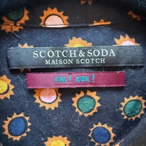 Scotch & Soda Black Button Down Ruffle Sleeve Cotton Blouse